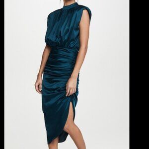 Veronica Beard Deal Teal Silk Party Ready Draped Form-fitting Enough Stretch 8